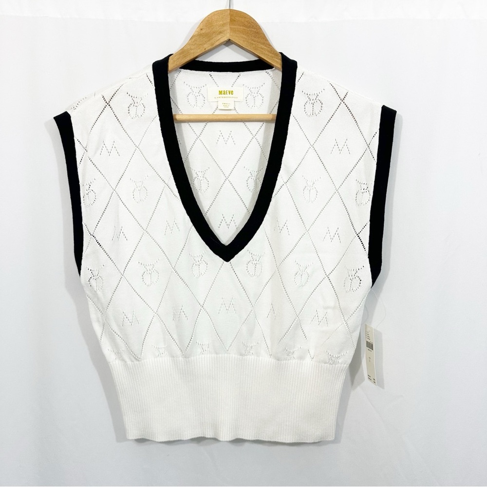 NWT Anthropologie Violette Icon Logo Knit Sweater Vest Top - Picture 4 of 13